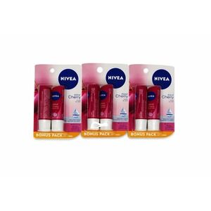 NIVEA A Kiss of Cherry Lip Balm Lot of 6 New Sealed Bonus Packs Cherry Flavor